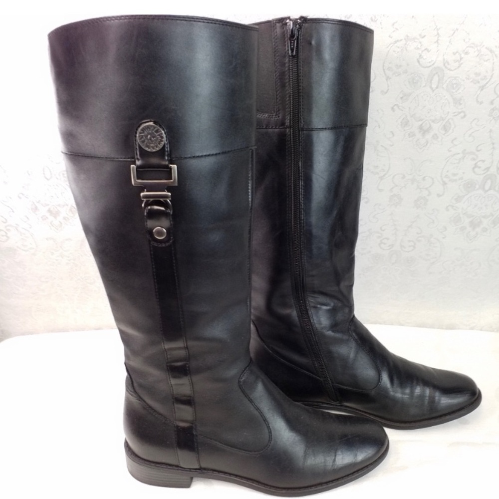 Anne Klein iflex black leather boots full length zipper 7.5